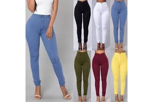 K1240 Lady High Elastic Waist Jeans Women Spring Summer Thin Jeans Fashion Office Home Female Pants Lady Jeans