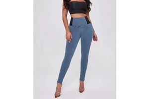 Trendy Women's Clothing Skinny Jeans Ladies Custom New Denim Curvy Colour Block Wide Waist Jeggings