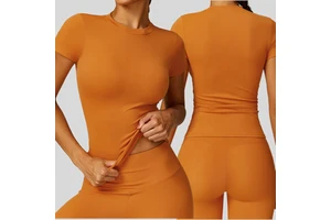 Women's Casual Spring T-Shirt Quick-Drying Yoga Top with Short Sleeves for Running Sports Top Blouse Mangas Cortas De Mujer