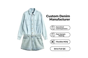Women Pale Light Wash Long Sleeve Denim Jacket with Mini Skirt Matching Set Lapel Double Pockets Two Piece Denim Outfit