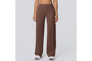 New Double-sided Sanding Solid Color High Waist Loose Breathable Yoga Wide Leg Pants Running Fitness Elastic Waist