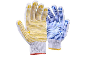 PVC Dotted Cotton Working Hand Gloves Dotted Construction Natural PVC Dots Industry Hand Gloves