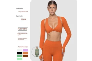 Women's Yoga Wear Seamless Breathable Fitted Sports Tops with Chest Pads 2-Piece Set High Waist for Fitness & Running