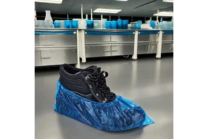 CW002 Disposable PE Plastic Blue Shoe Covers Waterproof and Dust Proof with Elastic Rubber Cord Safety Product