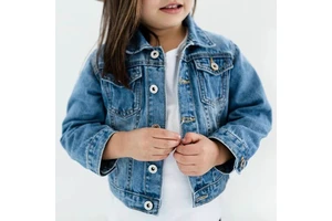 OEM Custom Spring Blue Kids Girls Toddler Unisex Bomber Baby Denim Jean Jackets