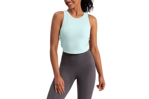 Women's Yoga Vest with Chest Cushion Bare Back Tank Top for Running and Fitness Threaded Design