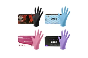 Oem Logo Custom Beauty Salon Hair Nail Art Barbershop Food Service Car Manicure Powder Free Safety Tattoo Nitrile Gloves Glove