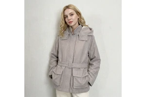 Autumn Vintage Trench Coat Women Khaki Long Casual V-Neck Crocheted Denim Polyester Sleeve Loose Fit Belt Quick Dry 80%
