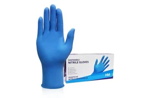 SONICE 100pcs Waterproof Food Safety Industrial Nitrile Gloves 4mil 28cm Smooth Powder Free Blue Black Disposable Gloves