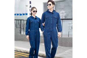 Men's Women's Breathable Denim Cotton Work Coverall Thick Wear-Resistant Dirt-Resistant Overalls for Labor Protection Welders