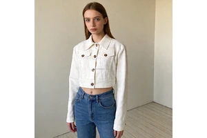 Custom Women's Cropped Denim Trucker Jacket For Ladies