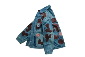 DiZNEW OEM Custom Vintage Blue Patch Men's Denim Jacket Fall/Winter Hip Hop Thick Denim Jacket