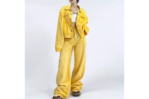 New Fashion Women's Vintage Washed Gradient Denim Suit