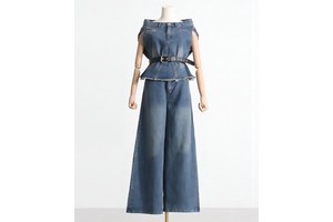 Women's Denim Jacket Jeans Two-Piece Set One Shoulder Collar Multi-Wear Design Sleeveless Waist Short Pants Personality Style
