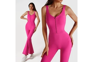 Sports Yoga Above Knee Jumpsuit Micro-fitness One-piece Slimming Nylon Spandex Sleeveless 2546