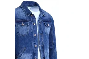Men's Casual Streetwear Denim Jeans Jackets with Custom Logo Print Available in All Sizes and Colours at Factory Price