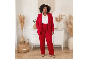 Custom OEM Womens Plus Size Work Suit Business Formal Attire with Blazer and Trousers