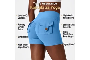 Kaptula Za Yoga High Waist Cargo Functional Pocket Yoga Shorts Women Scrunch Butt Tights Quick-Dry Stretch Fitness Biker Shorts