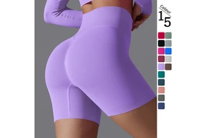 Women's Quick Dry Seamless High Waist Fitness Yoga Shorts Compression Slimming Print Pattern Pants with Elastic Waist Closure