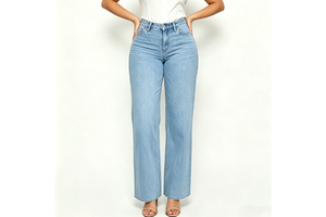 Women Tummy Control BBL Jeans Denim Plus Size Wide Leg Mid Waist Flattering Shapewear Butt Lift Trousers Apparel Custom OEM