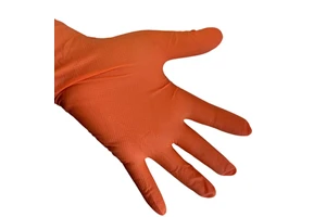 Heavy Duty 8-mil Orange Nitrile Disposable Gloves Raised Diamond Texture Anti-Slip Oil-Proof Waterproof Industrial Work Gloves