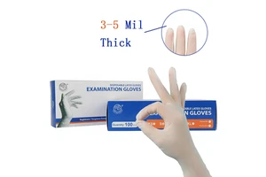 High Elastic Powder Free Latex Gloves Disposable Medical Rubber Gloves CE Certified Waterproof 3mil S/M/L for Lab Clinic Safety