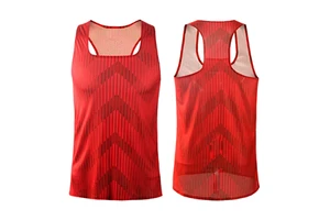Custom Men's Seamless Tank Top for Running & Marathon Breathable Fitness Sports Vest With Fashion Knitted Weaving Method