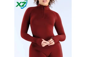7896 Long Sleeve Zipper Sports Fitness Running Turtleneck Gym Yoga Jacket Women