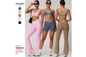 Custom High Quality Pilates Sportswear Gym Fitness Sports Clothing Cross High Waist Workout Clothes Women Active Wear Yoga Set