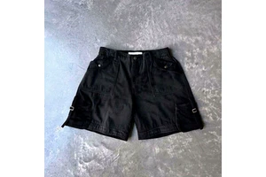 XDL CustomUnisex High Waist 100% Cotton Baggy Acid Wash Multiple Pockets Denim Cargo Shorts Classic Black Jean Shorts for Men