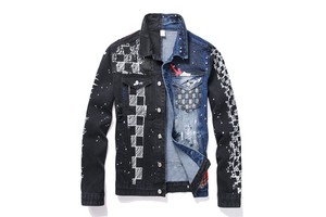 Men's Elegant Embroidered Denim Jacket & Coat Distressed Vintage Streetwear with Y2K Print Design Fashion-Conscious Individuals