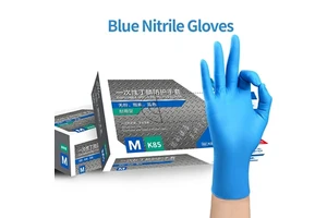 High Quality Powder-Free 9 Inches Exam Cleanroom Gloves Disposable Blue Nitrile Safety Gloves for Laboratory Clinic