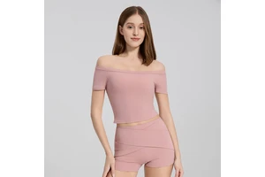 Yoga tops with stylish design for women, off-shoulder yoga wear quick-drying breathable running fitness wear