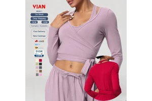 New Style Quick Drying Yoga Cross Front Top Fitness High Stretch Yoga Top Solid Color Nude Feeling Plus Size Shirt