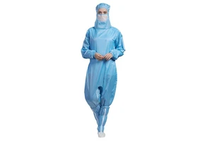 H-1132 Crotch Coverall Anti-static Cleanroom Suit Dustproof Antistatic Autoclavable for Electronics Pharma Food Processing