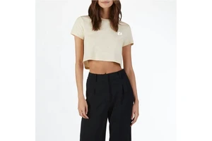 62% Polyester 33% Cotton 5% Spandex Classic Fit Women's Tee Cropped Yoga Ladies Tops