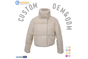 2026 Q&D OEM Custom Stand Collar Faux Fur Fleece High Quality Outwear Composite Winter Puffer Jean Denim Women's Coat Jacket