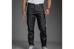 Wholesale Custom Knitted Trendy Clothing Custom Solid Raw Denim Jeans Japanese Vintage Heavyweight Jeans Selvedge Denim Jeans
