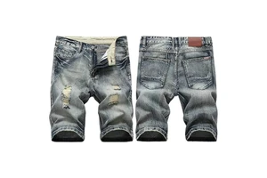 Custom Baggy Denim Shorts Jorts Baggy Denim Jean Shorts Men Ripped Distressed Men's Denim Shorts