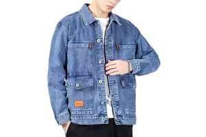 Bangladesh China Factory Price Men's Retro Denim Jacket Korean Style Simple Embroidery Design Multiple Pockets Jacket