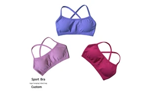 Adjustable Strap Seamless Training Top Soft Breathable Sports Bra for Women Cross Back Gym Top Activewear Running Fitness Bra
