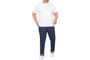 Men's Straight Fit Stonewashed Denim Jeans 100% Cotton Casual Elastic Waist Midweight Breathable Spring Pants