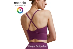 Custom Logo 79% Nylon 21% Spandex Push up Bra for Women Unique Back-cross Design Long Sports Bra