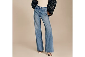 Custom Blue Jeans Cotton Boyfriend Straight Wide Leg Denim Jeans High Rise Slouchy Wide Leg Jeans For Women