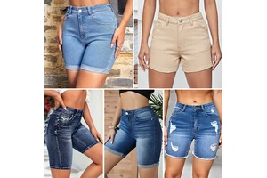 2024 Denim Women's Shorts Stock High Waist Wide Leg Straight Leg Slim Fit Summer Shorts in Stock Wholesale Random Shipment