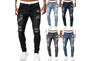 Factory Wholesale Designers Trendy Winter Embroidered Washed Pencil Long Black Stretch Mid Waist Spandex/Cotton Trouser Mens