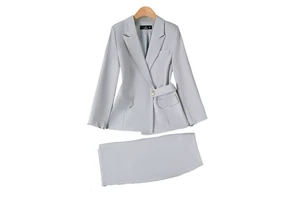 New Autumn Collection Woman's Plus Size Business Tuxedo Suit Solid Color Blazer Pant Set Ladies' Elegant Grooming Essentials