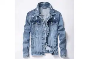 Men's Casual Denim Jacket in Solid Color Single Breasted Cowboy Style Windproof 100% Cotton Plus Size