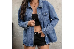 Factory Direct Sale Custom High Quality Women's Denim Jackets and Coats, Custom Women's Denim Jackets Logo Distress