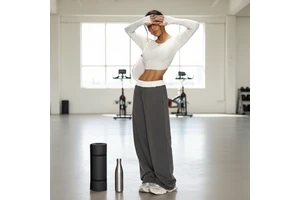 Women's 2 Piece Yoga Set Cropped Long Sleeve Top & Wide Leg Pants Casual Waist-Cut Activewear for Gym & Daily
